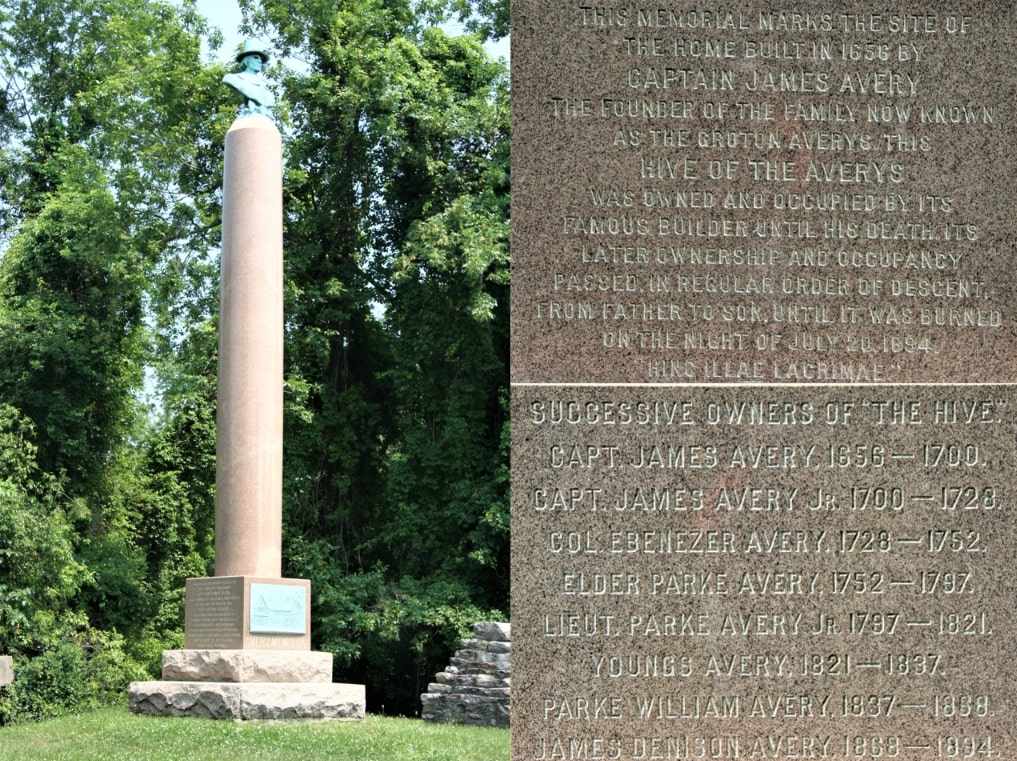 Photos: the Avery Memorial Park monument and historical markers, Groton, Connecticut. Courtesy of Historical Marker Database.