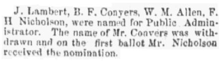 An article about Francis Nicholson, Daily Democratic State Journal newspaper 12 September 1856