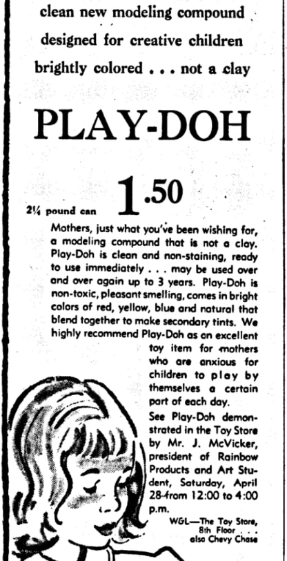An article about Play-Doh, Evening Star newspaper 27 April 1956