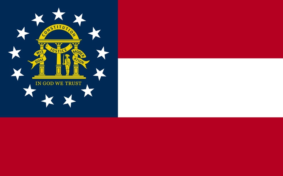 Illustration: Georgia state flag. Credit: Wikimedia Commons.