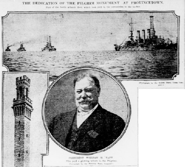An article about the dedication of the Pilgrim Monument, New-York Daily Tribune newspaper 6 August 1910