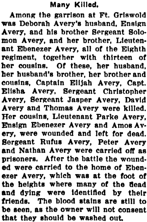 An article about the Battle of Fort Griswold, Norfolk Weekly News-Journal newspaper 24 November 1905