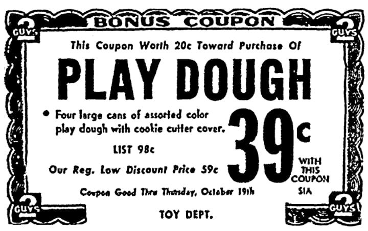 An article about play dough, Staten Island Advance newspaper 17 October 1961