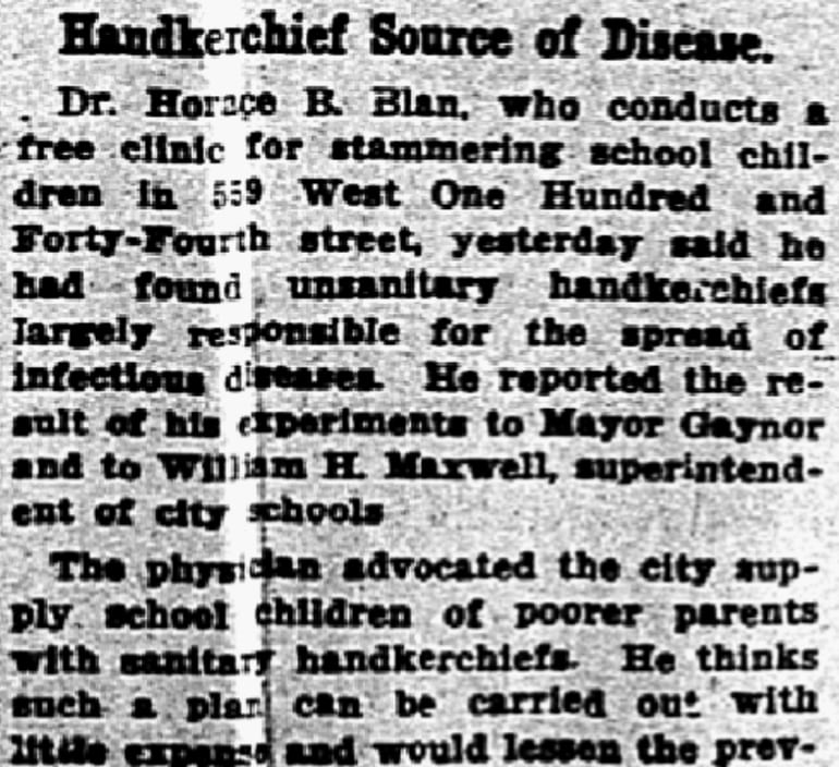An article about handkerchiefs, Dallas Morning News newspaper 17 November 1912
