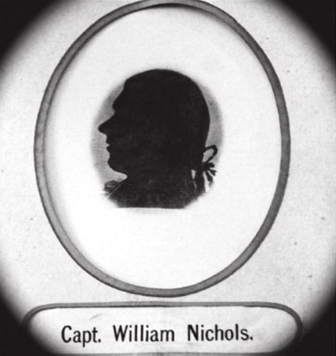 Illustration: Captain William Nichols Sr., silhouette from the Newburyport Marine Society. Credit: Custom House Maritime Museum, Newburyport, Massachusetts.