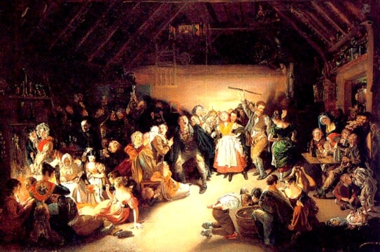 Illustration: “Snap-Apple Night,” painted by Irish artist Daniel Maclise in 1833. Credit: Wikimedia Commons.