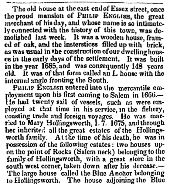 An article about Philip English, Nantucket Inquirer newspaper 15 May 1833