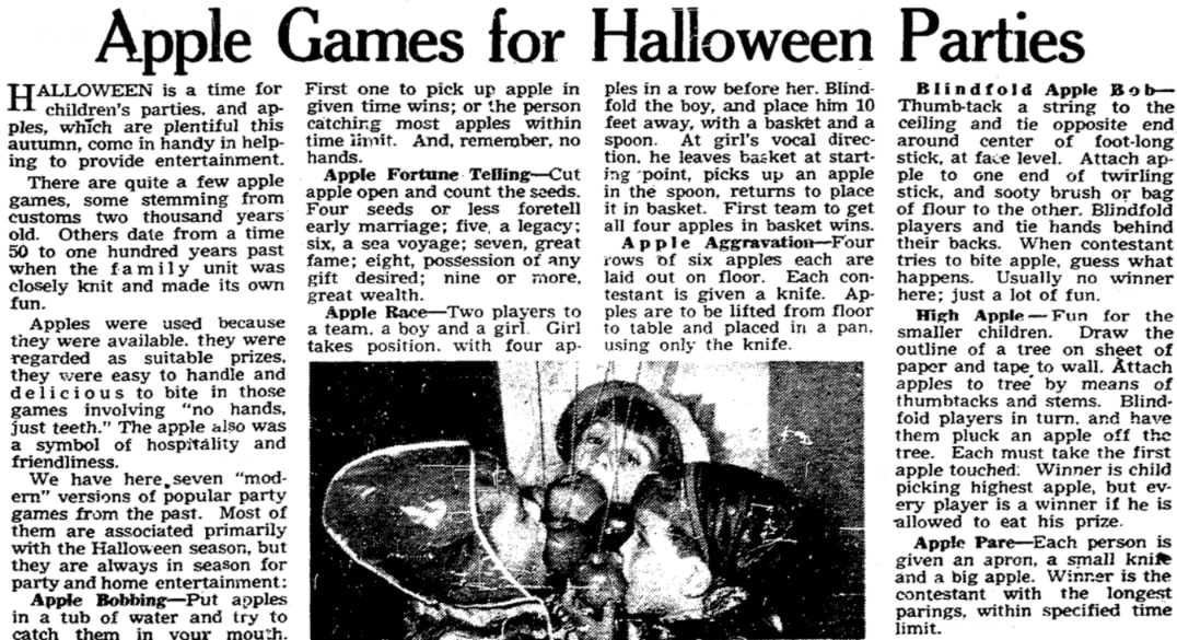 An article about Halloween, Omaha World-Herald newspaper 30 October 1955