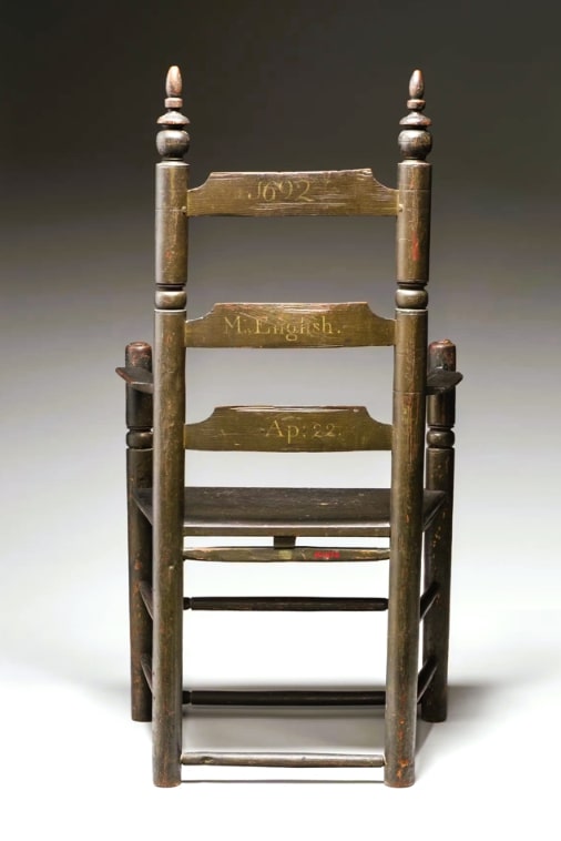 Photo: the back of the Mary and Philip English chair. Credit: Walter Silver. Courtesy of the Peabody Essex Museum, Salem, Massachusetts.