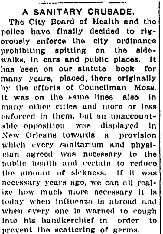 An article about handkerchiefs, Times-Picayune newspaper 27 January 1919