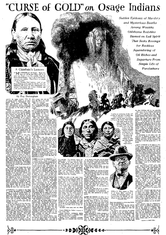 An article about the Osage murders, Abilene Reporter-News newspaper 18 November 1928