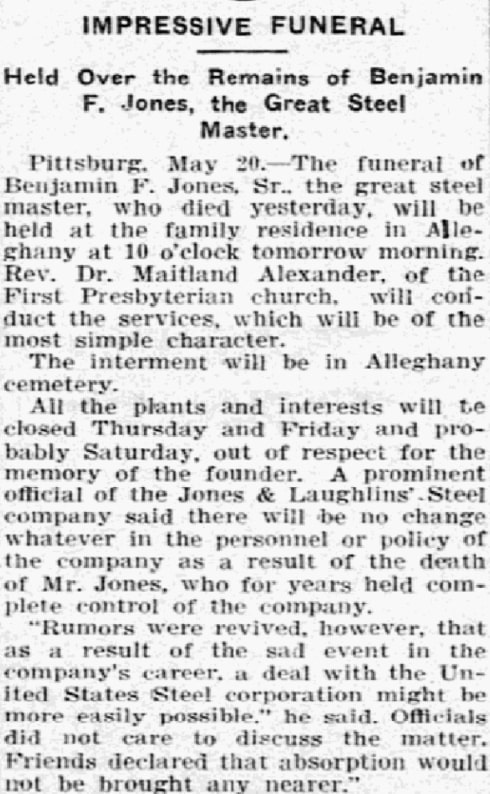 An article about Benjamin Jones, Grand Forks Daily Herald newspaper 21 May 1903