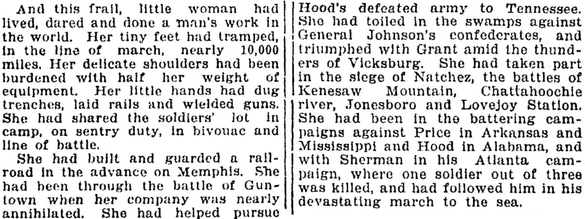 An article about Albert Cashier, Illinois State Journal newspaper 30 May 1913