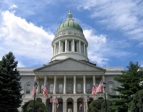 Photo: the Maine State House, Augusta, Maine. Credit: Albany NY; Wikimedia Commons.