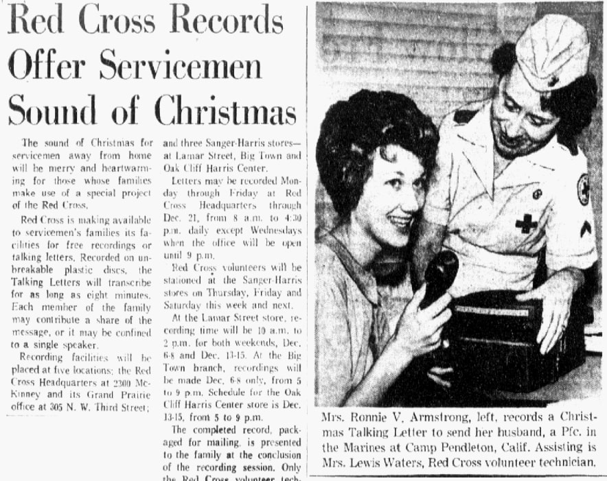 An article about "talking letters," Dallas Morning News newspaper 5 December 1962