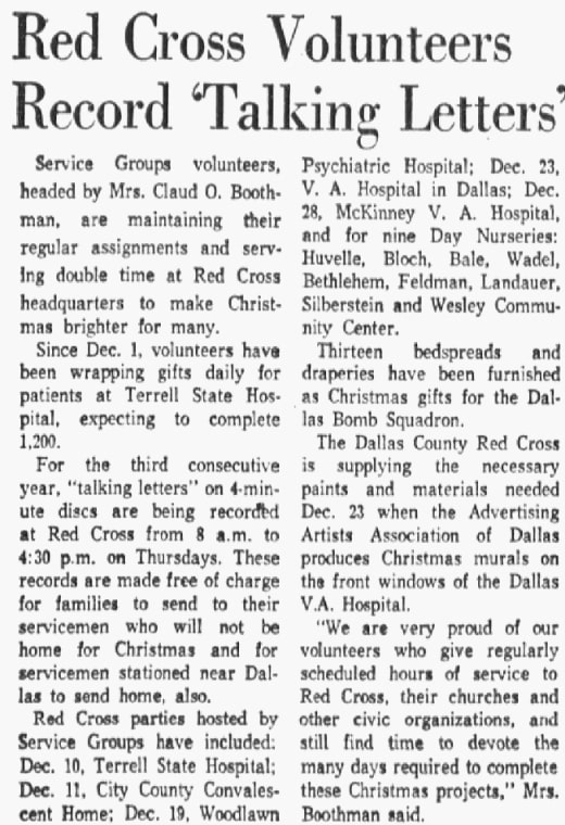 An article about "talking letters," Dallas Morning News newspaper 17 December 1958