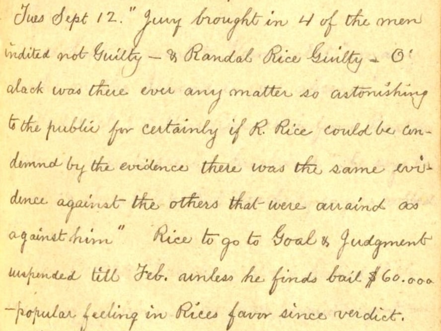 Photo: diary entry from Kezia Coffin Fanning dated 12 September 1797. Credit: Nantucket Historical Society.