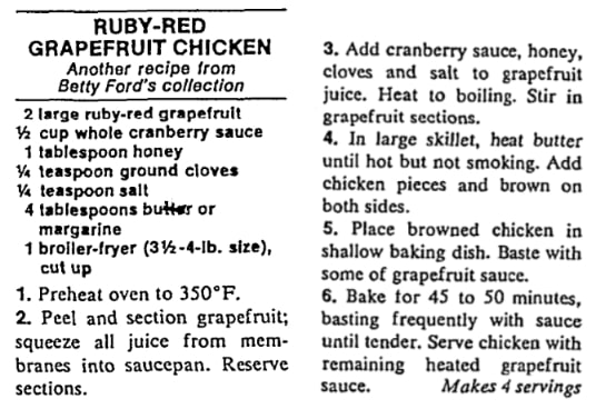 A recipe for chicken, Record Searchlight newspaper 7 February 1976