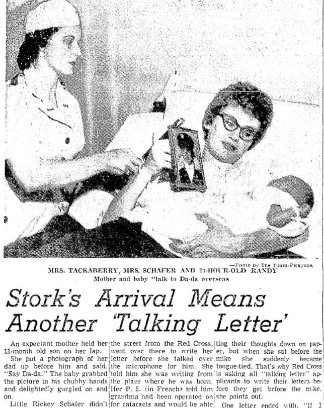 An article about "talking letters," Times-Picayune newspaper 16 November 1958