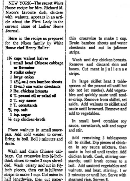A recipe for chicken, Virginian-Pilot newspaper 23 January 1972