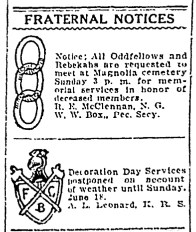 An article about the Oddfellows, Beaumont Enterprise newspaper 11 June 1922
