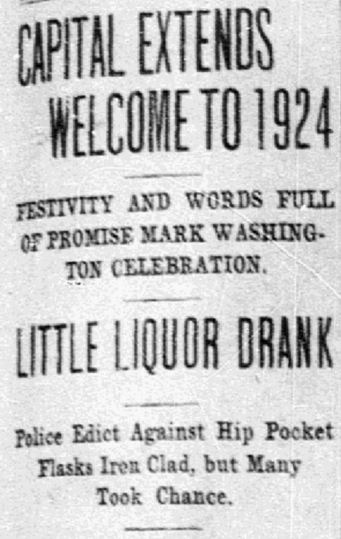 An article about New Year's Eve celebrations, Dallas Morning News newspaper 1 January 1924