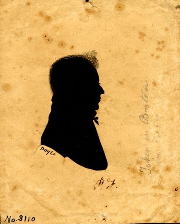 Illustration: silhouette of Phineas Fish. Bequest of Anna Gardner Fish. Credit: Nantucket Historical Association.