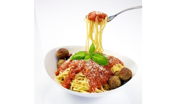 Photo: spaghetti and meatballs. Credit: TheCulinaryGeek; Wikimedia Commons.