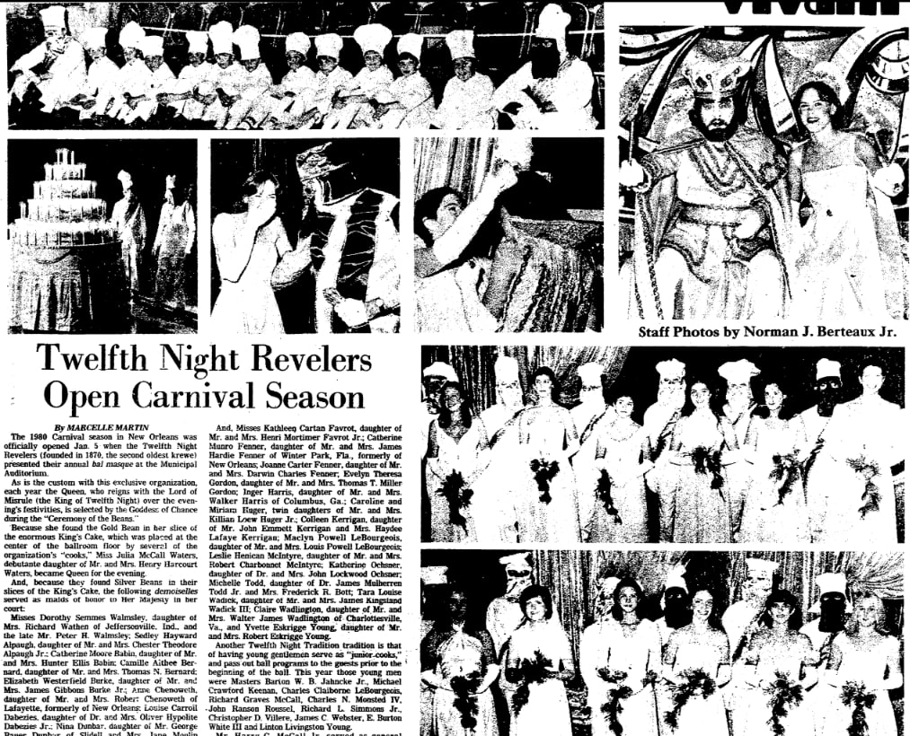 An article about Mardi Gras, Times-Picayune newspaper 13 January 1980