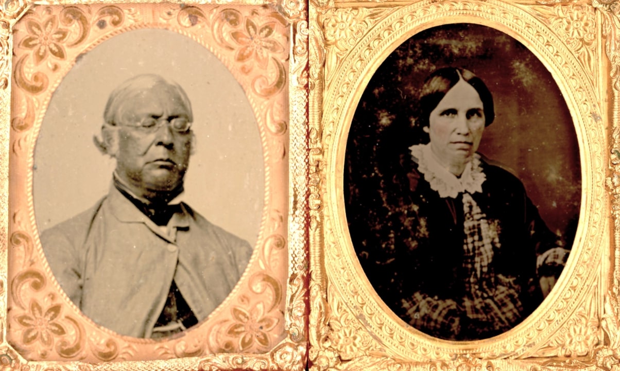 Photos: Rev. Joseph “Blind Joe” Amos (1806-1869), son of Jeremiah Amos and Ophelia Babcock, and his wife Abigail Wickham (1804-1853), daughter of Thadeus Wickam and Elizabeth Betsey Isaac. Courtesy of the Smithsonian National Museum of the American Indian Cultural Resources Center.