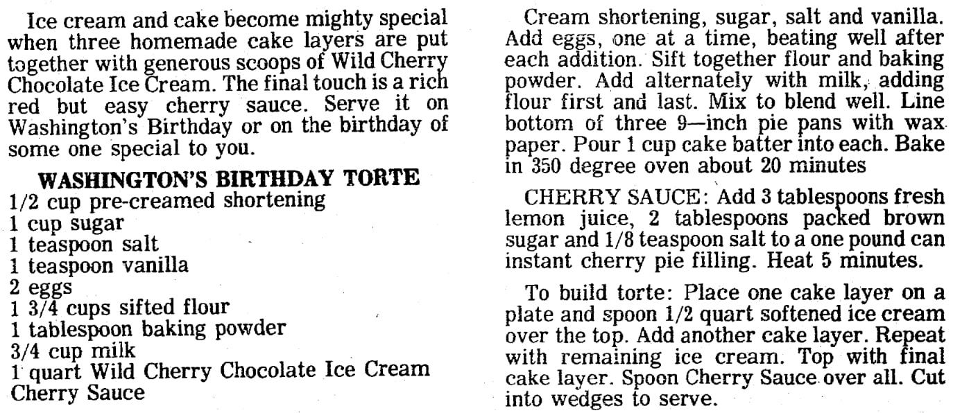 A recipe for a torte, Mobile Register newspaper 15 February 1979