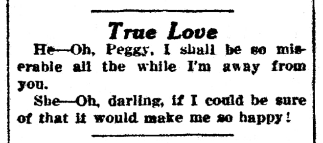 An article about love, Monmouth Inquirer newspaper 14 February 1924