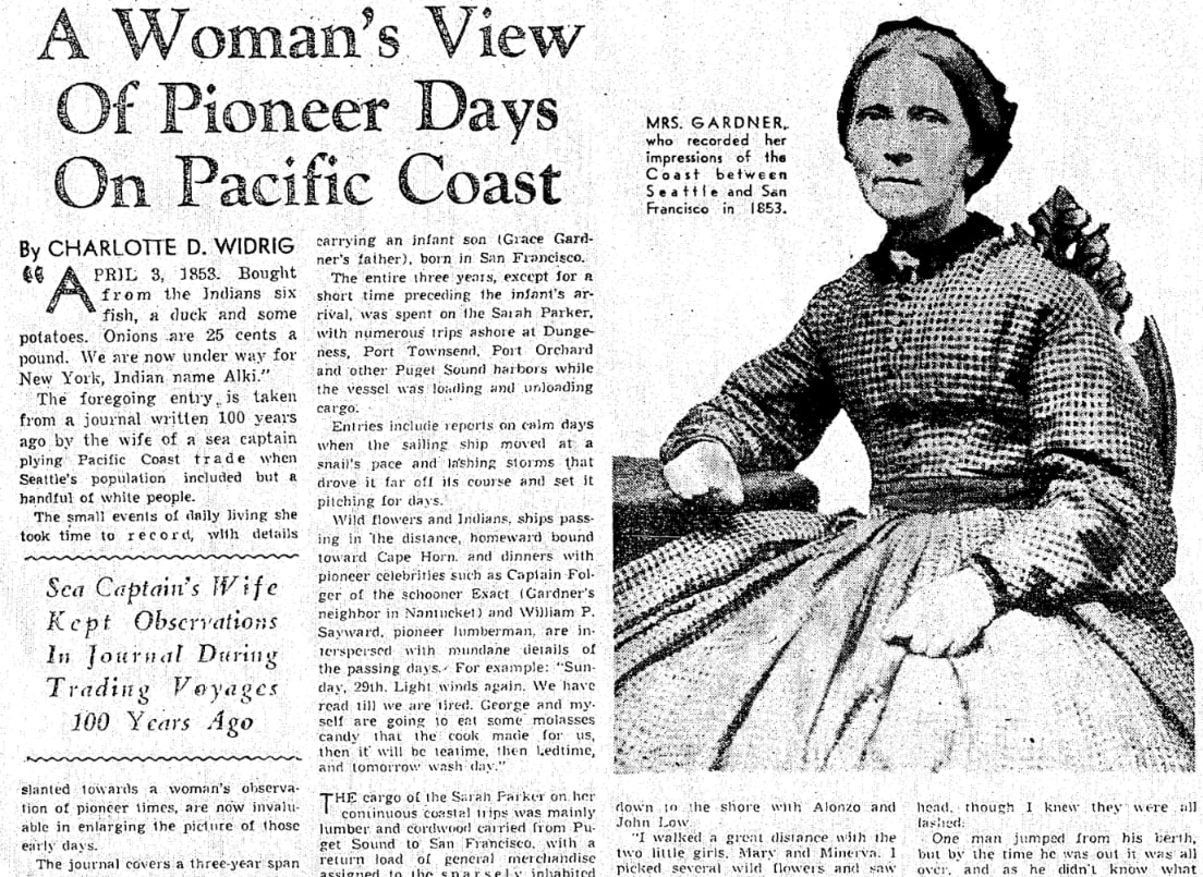 An article about Charlotte Coffin Gardner, Seattle Daily Times newspaper 22 November 1953