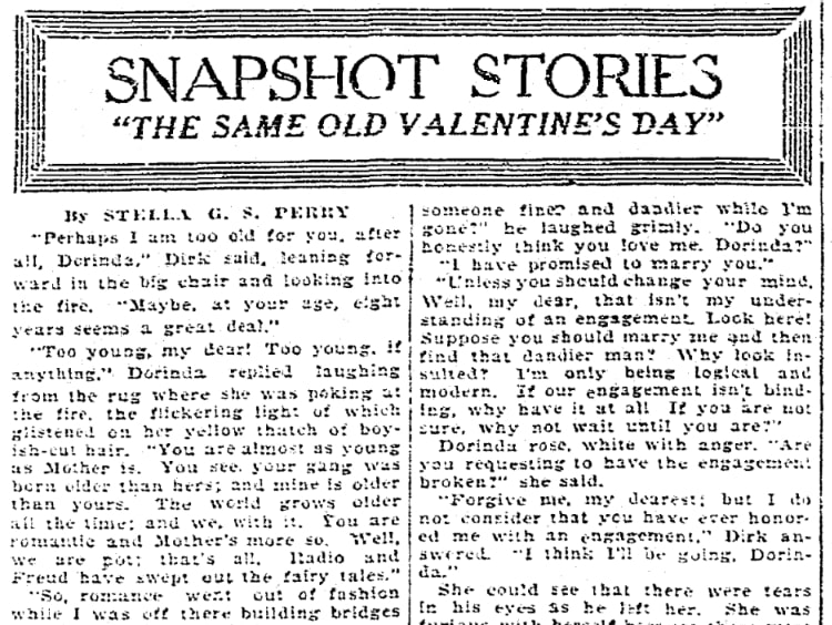A love story, Times-Union newspaper 14 February 1924