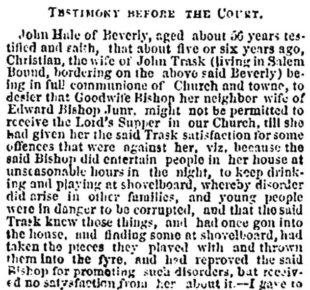 An article about John Hale's testimony, American Traveller newspaper 23 January 1858