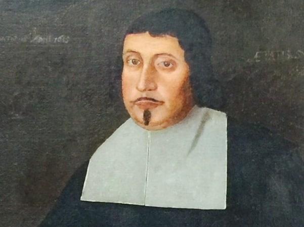 close-up of a portrait of Edward Rawson, by the Freake Painter, c. 1670. Credit: New England Historic Genealogical Society; Wikimedia Commons.