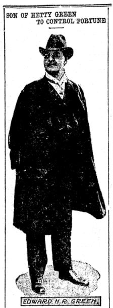 A photo of Edward Howland Robinson Green, Evening Nonpareil newspaper 9 July 1916