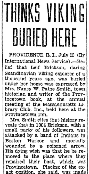 An article about Provincetown, Massachusetts, New York Evening Journal newspaper 13 July 1929