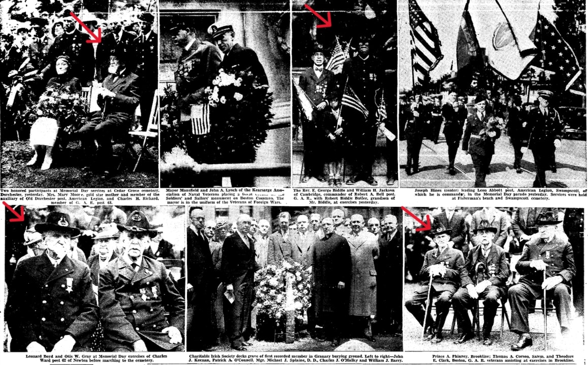 Photos from an article about Memorial Day services, Boston Herald newspaper 31 May 1936