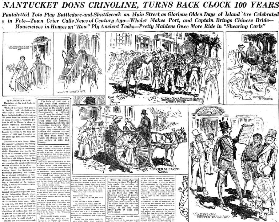An article about Nantucket's "Main Street Fete," Boston Herald newspaper 19 August 1923