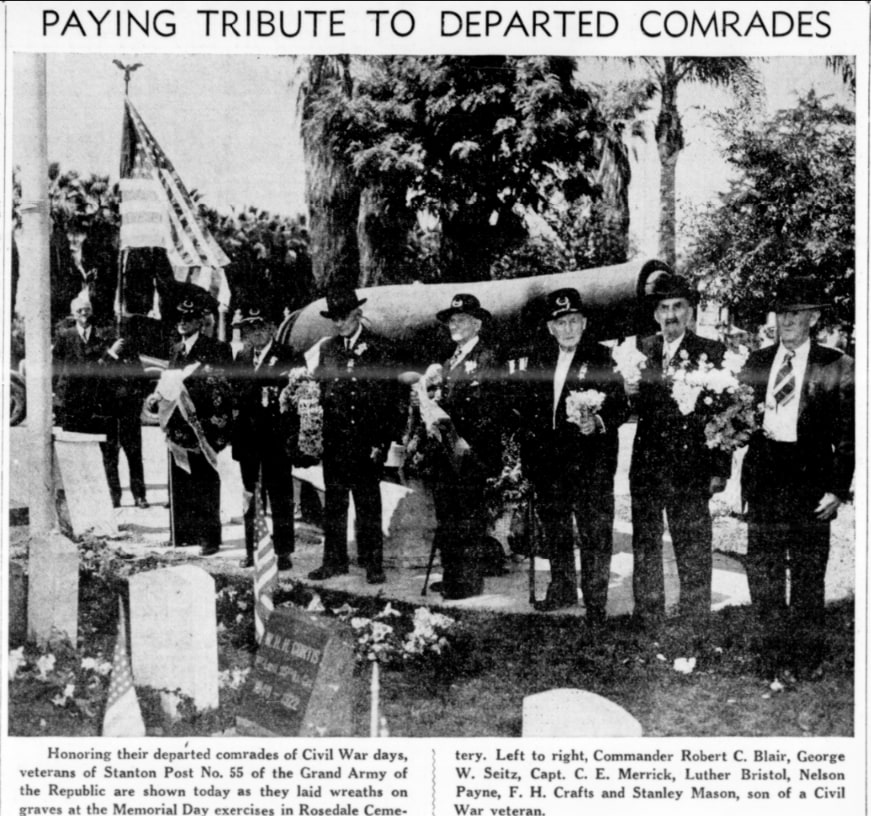 Photo from an article about Memorial Day services, Los Angeles Herald Examiner newspaper 30 May 1940