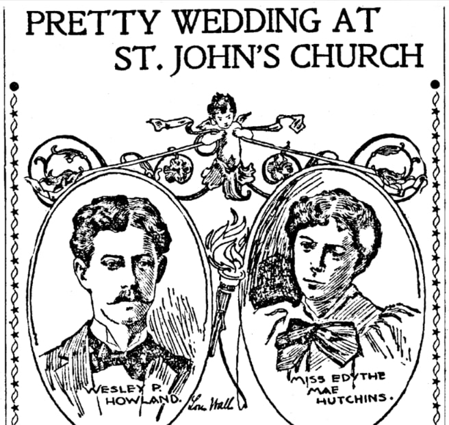 A Howland wedding announcement, San Francisco Call Bulletin newspaper 3 August 1899