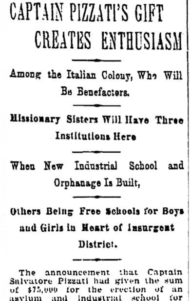 An article about Mother Cabrini, Times-Picayune newspaper 25 June 1904