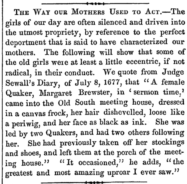 An article about Margaret Brewster, Boston Investigator newspaper 3 July 1867