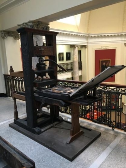 Photo: Isaiah Thomas’s printing press. Credit: American Antiquarian Society, where the printing press is housed.