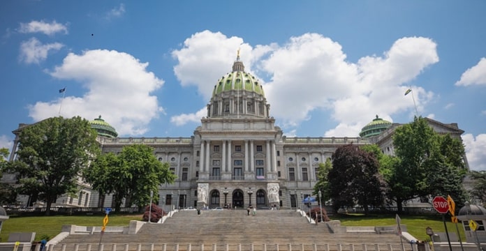 Photo: the Pennsylvania State Capitol in Harrisburg, Pennsylvania. Credit: Governor Tom Wolf; Wikimedia Commons.