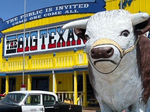 Photo: The Big Texan restaurant, old Route 66, Amarillo, Texas. Credit: Gena Philibert-Ortega.
