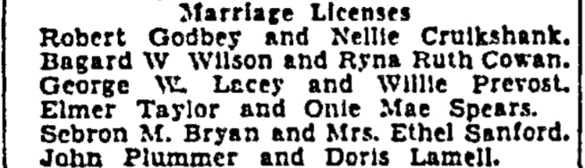 An article about marriage licenses, Beaumont Enterprise newspaper 31 December 1940