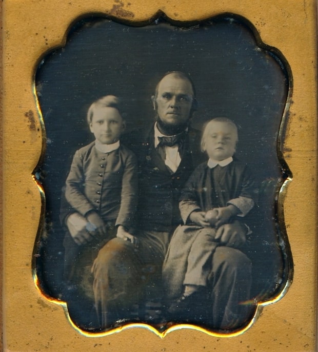 Photo: Jacob Bushong with his son, Edwin Bushong, and his nephew, Emmor B. Morrison. Credit Bushong Family Tree United.