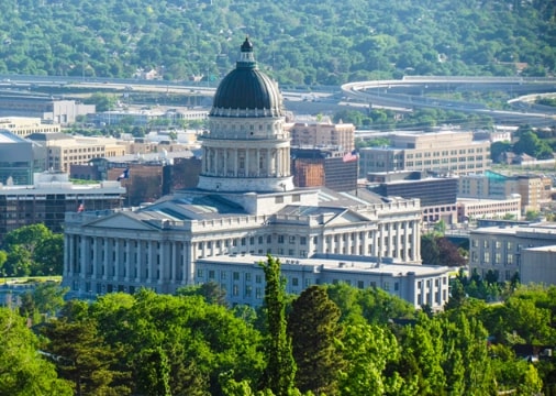 Photo: the Utah State Capitol, Salt Lake City, Utah. Credit: Jkinsocall; Wikimedia Commons.